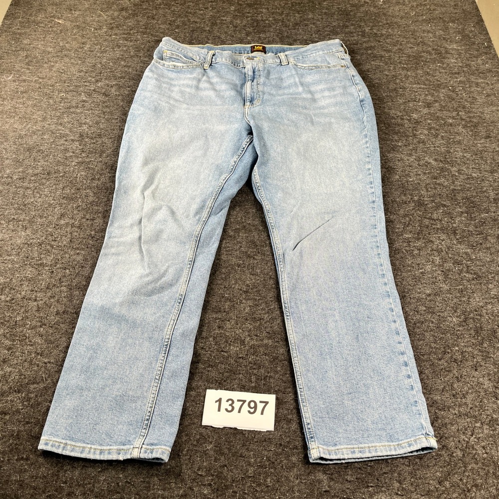 Lee Jeans Women 16 Light Blue Excellent Straight Leg Stretch Denim 112353250